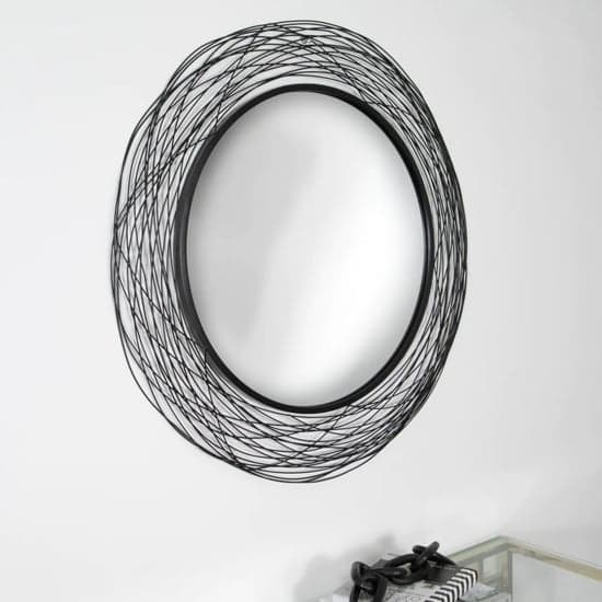 Bronx Round Nest Effect Wall Mirror With Black Metal Frame Furniture in Fashion