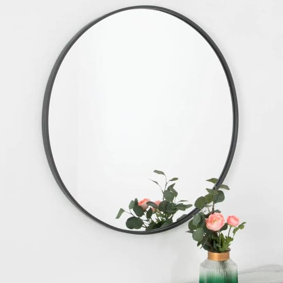 Bronx Round Wall Mirror With Grey Metal Frame_1