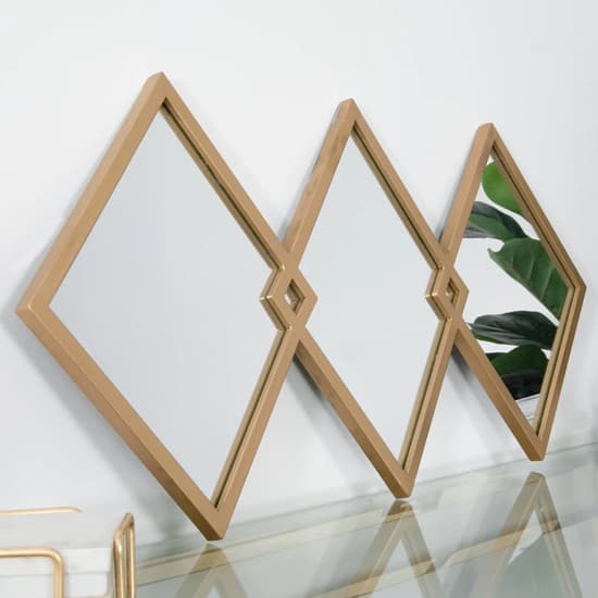 Bronx Trio Of Diamond Shaped Bedroom Mirrors With Gold Frame_3