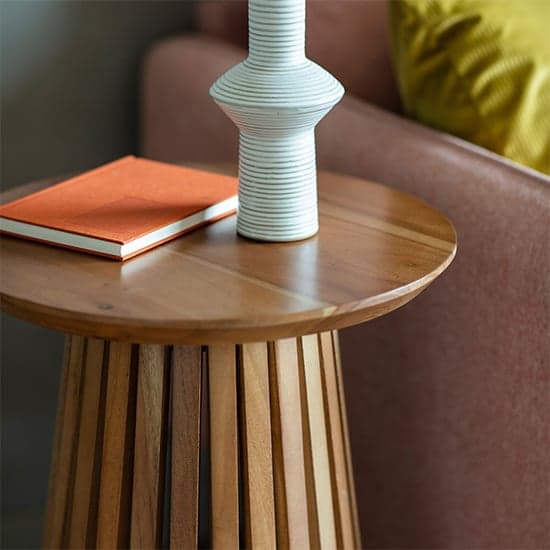 Brookline Round Wooden Side Table In Natural_3