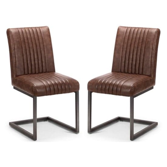 Barras Antique Brown Leather Dining Chair In Pair_1