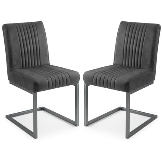 Barras Charcoal Grey Faux Leather Dining Chairs In Pair_1