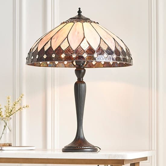 Brooklyn Medium Tiffany Glass Table Lamp In Dark Bronze_1