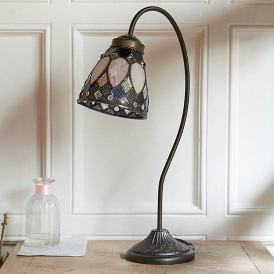 Brooklyn Swan Neck Tiffany Glass Table Lamp In Dark Bronze_2