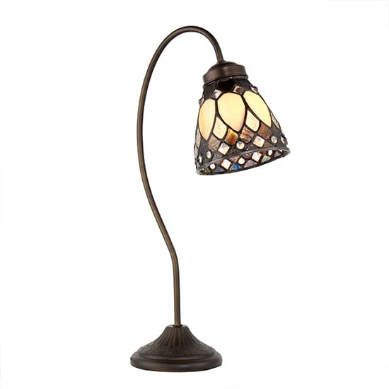 Brooklyn Swan Neck Tiffany Glass Table Lamp In Dark Bronze_4
