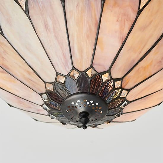 Brooklyn Tiffany Glass Semi Flush Ceiling Light In Dark Bronze_2