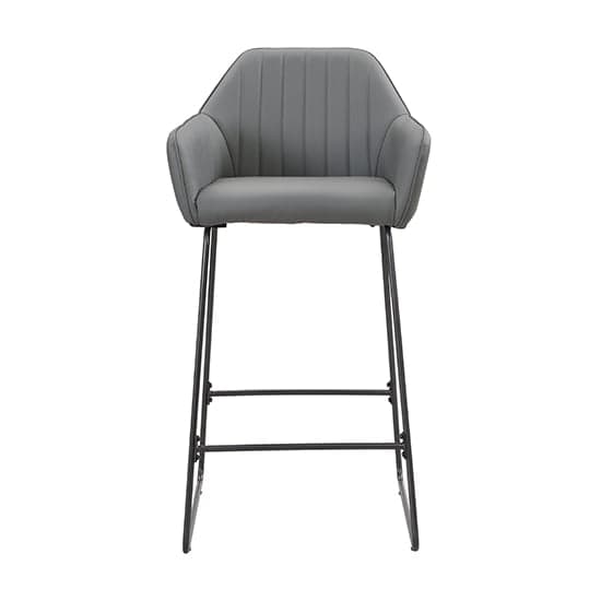 Brooks Faux Leather Bar Chair In Grey With Anthracite Legs_2