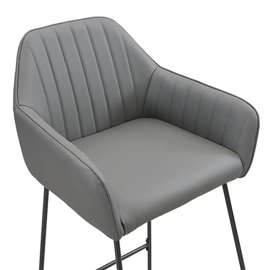 Brooks Faux Leather Bar Chair In Grey With Anthracite Legs_6