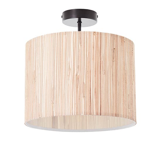 Brooks Semi Flush Seagrass Drum Shade Ceiling Light In Natural_7