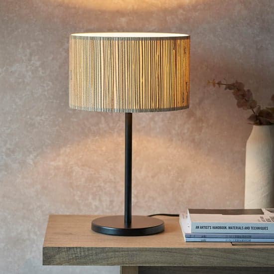Brooks Semi Flush Seagrass Drum Shade Table Lamp In Natural_1