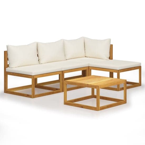 Brooks Solid Wood 5 Piece Garden Lounge Set With Cream Cushions_2