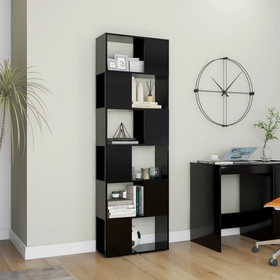 Brooks Wooden Bookcase With 6 Compartments In Black_2