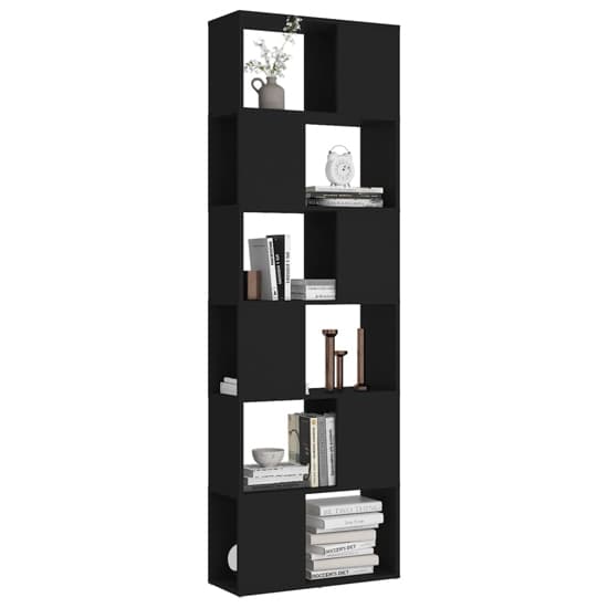 Brooks Wooden Bookcase With 6 Compartments In Black_4
