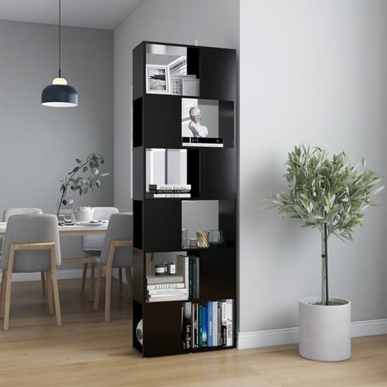 Brooks Wooden Bookcase With 6 Compartments In Black_1