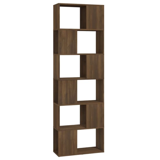 Brooks Wooden Bookcase With 6 Compartments In Brown Oak_3