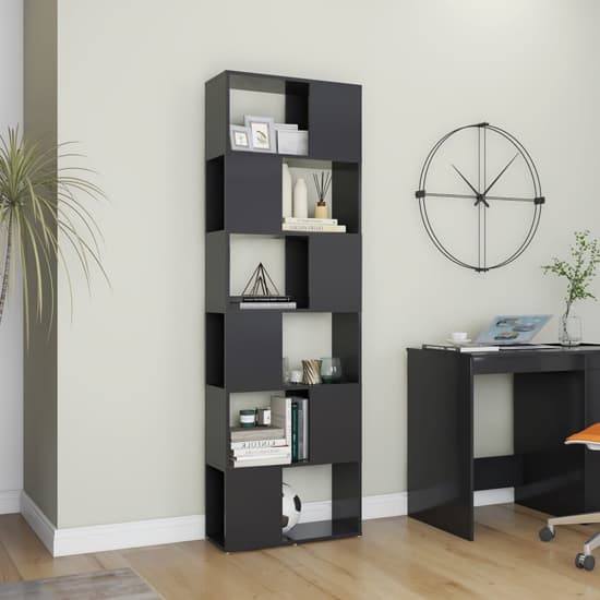 Brooks Wooden Bookcase With 6 Compartments In Grey_2