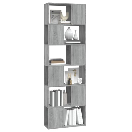 Brooks Wooden Bookcase With 6 Compartments In Grey Sonoma Oak_4