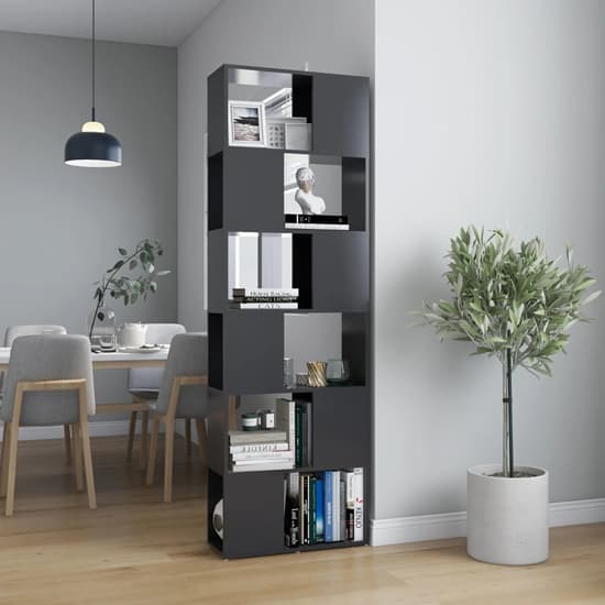 Brooks Wooden Bookcase With 6 Compartments In Grey_1