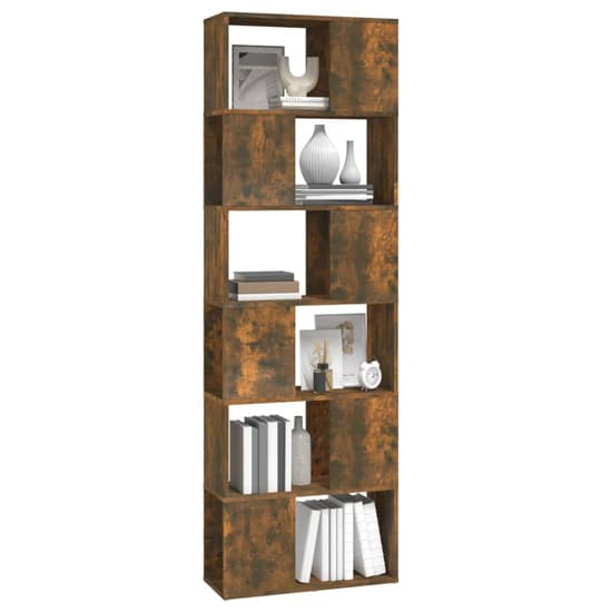 Brooks Wooden Bookcase With 6 Compartments In Smoked Oak_4