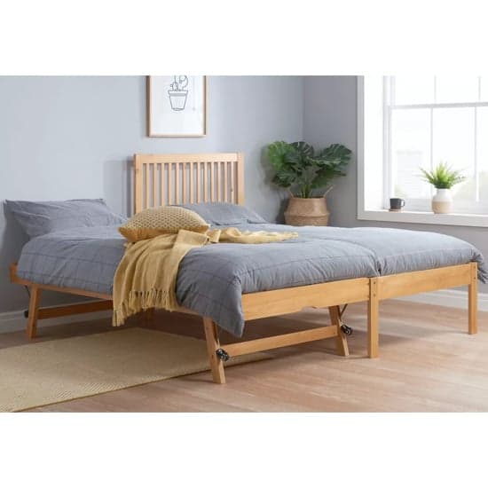 Broxton Rubberwood Single Bed With Guest Bed In Honey Pine_2