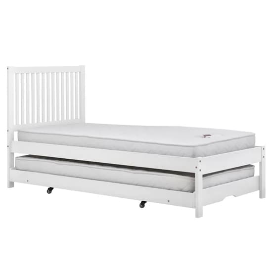 Broxton Rubberwood Single Bed With Guest Bed In White_3