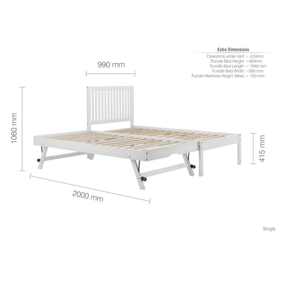 Broxton Rubberwood Single Bed With Guest Bed In White_10