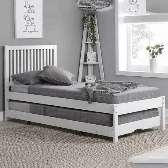 Broxton Rubberwood Single Bed With Guest Bed In White_1