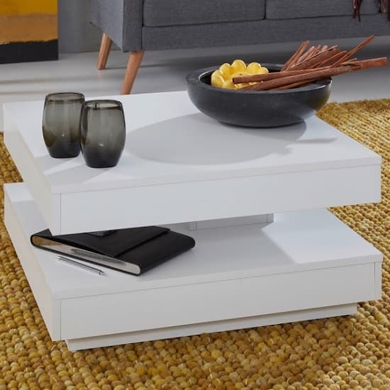Brunch Wooden Rotating Coffee Table Square In White_2