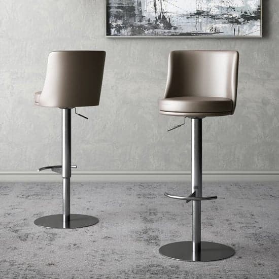 Banbury Taupe Faux Leather Gas-lift Bar Stools In Pair_1