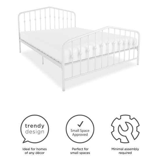 Brunswick Metal Double Bed In White_6