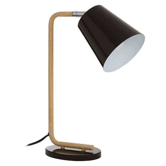 Bruyo Black Metal Table Lamp With Natural Wooden Base_2