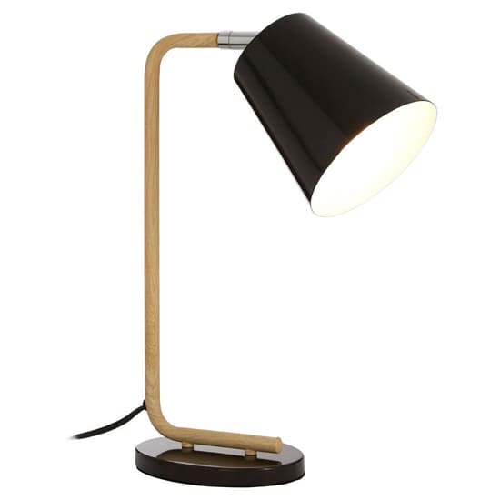 Bruyo Black Metal Table Lamp With Natural Wooden Base_3