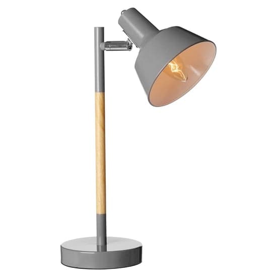 Brymon Grey Metal Table Lamp With Natural Wooden Base_2