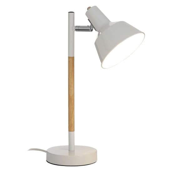 Brymon White Metal Table Lamp With Natural Wooden Base_2