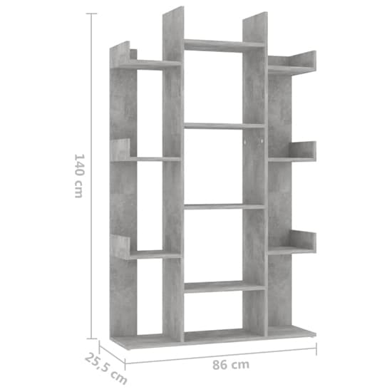 Bryson Wooden Bookcase With 13 Compartments In Concrete Effect_6