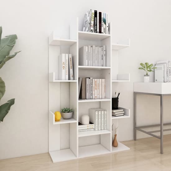 Bryson Wooden Bookcase With 13 Compartments In White_1