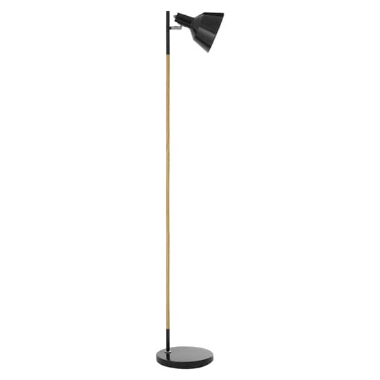 Bryton Black Metal Floor Lamp With Natural Wooden Stand_2