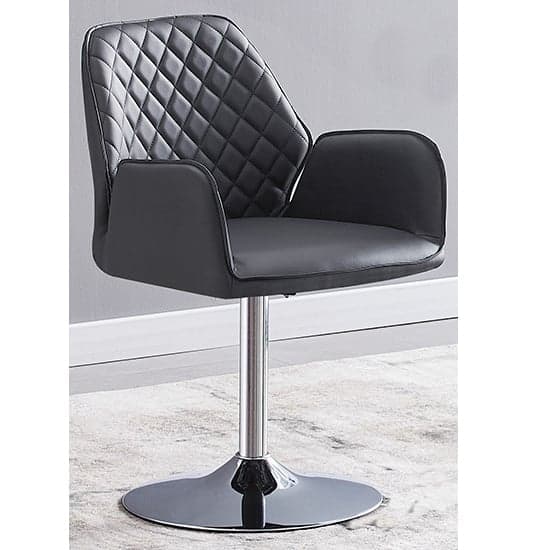 Bucketeer Swivel Grey Faux Leather Dining Chairs In Pair_2