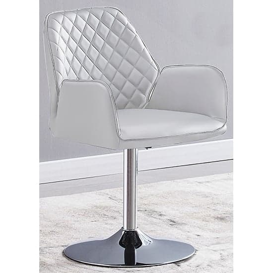 Bucketeer Swivel White Faux Leather Dining Chairs In Pair_2