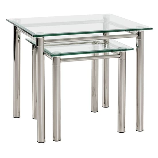 Buckeye Large Clear Glass Side Table With Chrome Legs_2