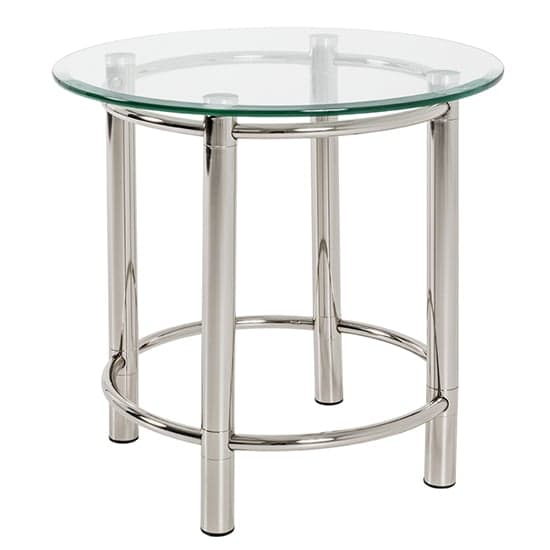 Buckeye Round Clear Glass Side Table With Chrome Legs_1