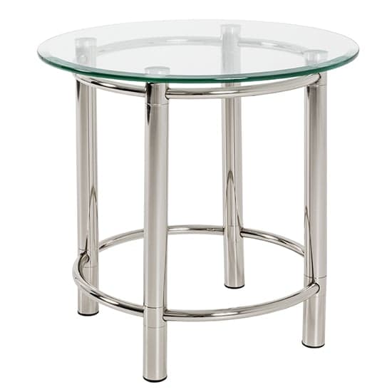 Buckeye Round Clear Glass Side Table With Chrome Legs Furniture in