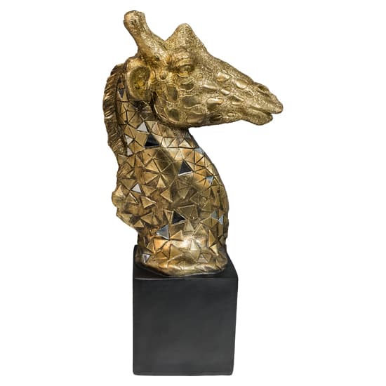 Buda Resin Giraffe Bust Sculpture In Gold And Black_4