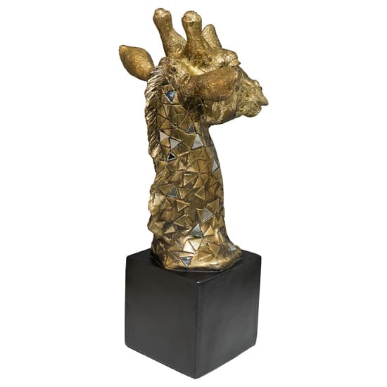 Buda Resin Giraffe Bust Sculpture In Gold And Black_5