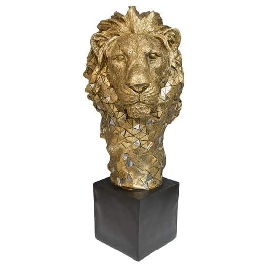 Buda Resin Lion Bust Sculpture In Gold And Black_2