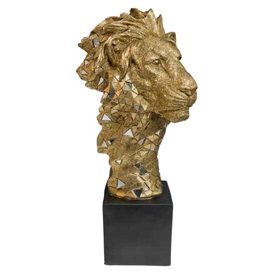 Buda Resin Lion Bust Sculpture In Gold And Black_3