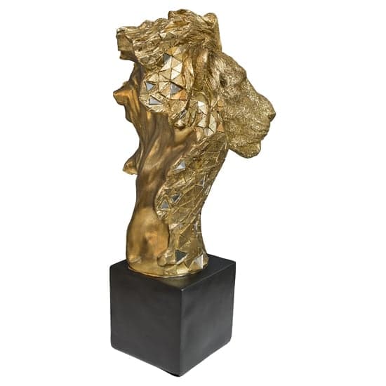 Buda Resin Lion Bust Sculpture In Gold And Black_4