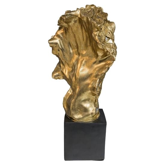 Buda Resin Lion Bust Sculpture In Gold And Black_5