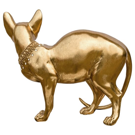 Buda Resin Sphynx Cat Statuette Sculpture In Gold_5
