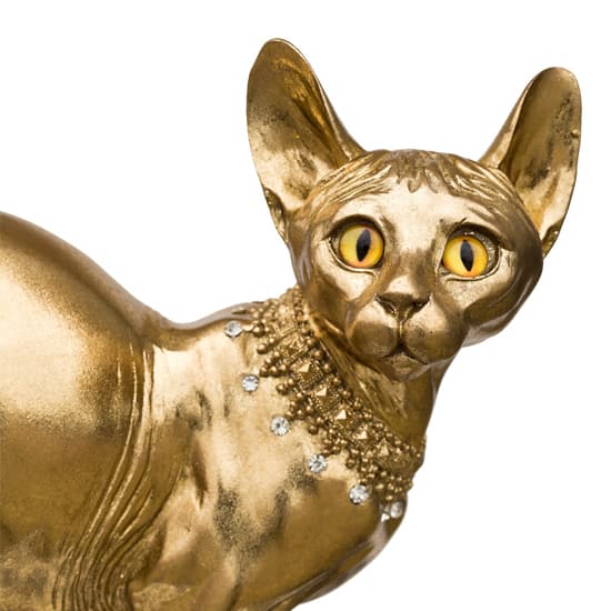 Buda Resin Sphynx Cat Statuette Sculpture In Gold_6